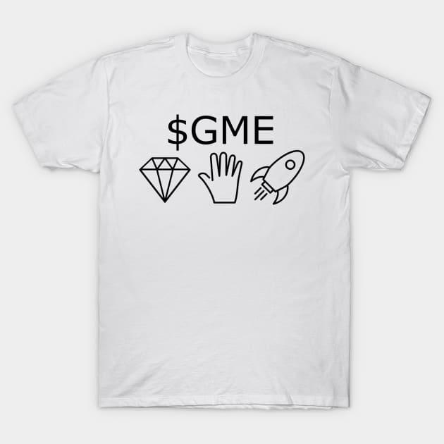 $GME Diamond Hand Rocket (black) T-Shirt by Big Term Designs